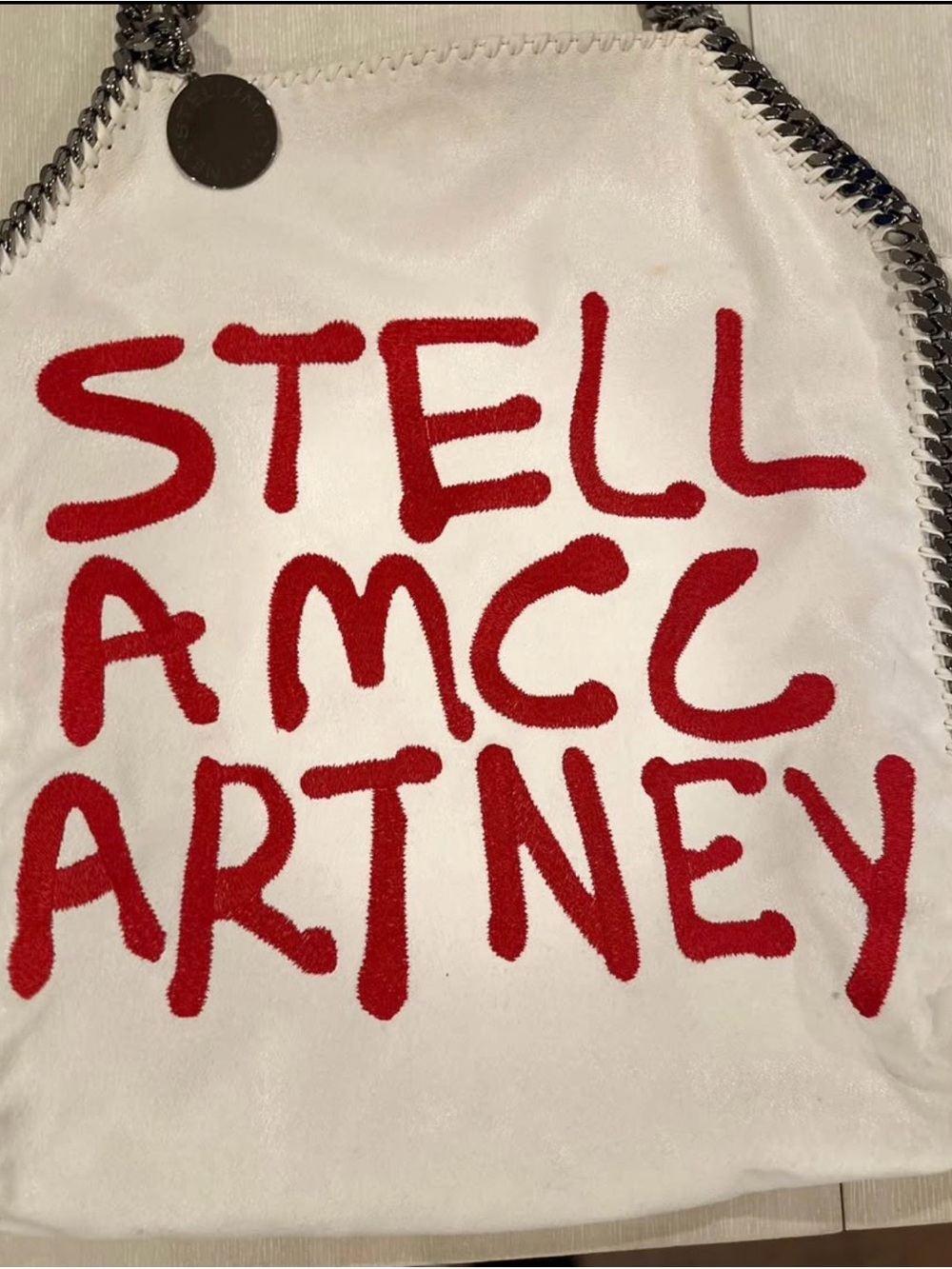 Stella McCartney Limited Edition White Tote with Red Graphic Logo